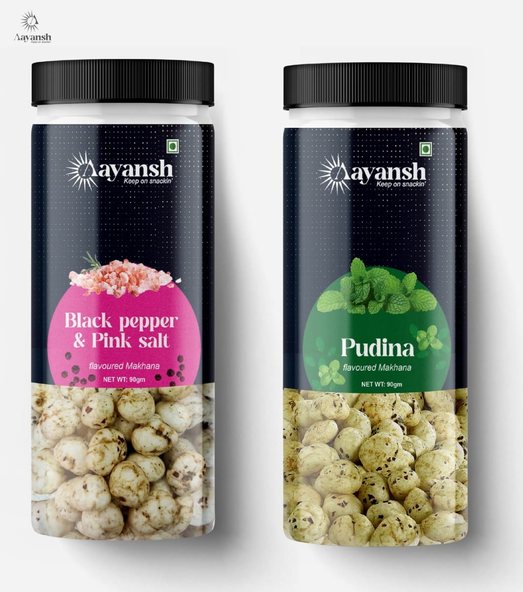 Black Pepper & Pudina Makhana Jar Combo - aayanshfoods.com Black Pepper & Pudina Makhana Jar Combo - aayanshfoods.com
