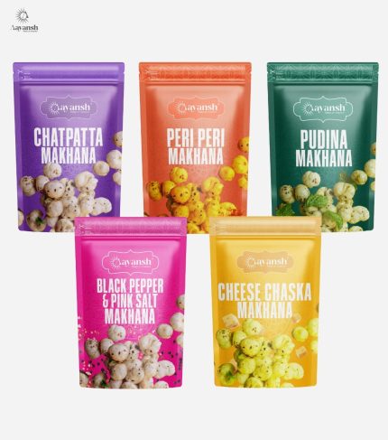 Chatpata Peri Peri Pudina Black Pepper Cheese Makhana Combo Pack - aayanshfoods.com
